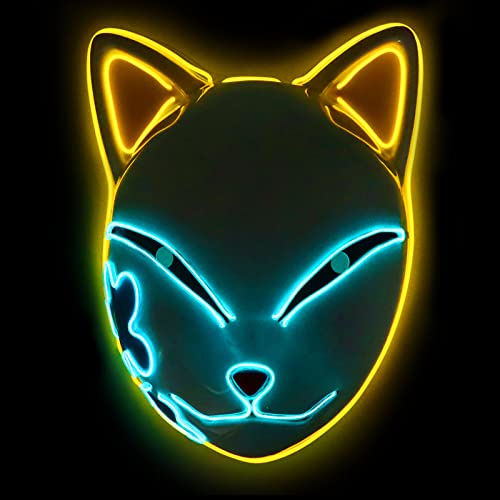 Chanruner Demon Slayer Mask,LED Cosplay Mask Japanese Anime Demon Slayer ...