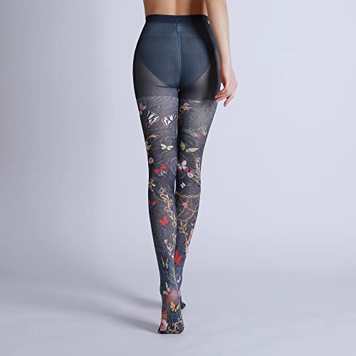 Image of Sahabowi Women Tights, Sheer High Waist Pantyhose, Vintage Control Top Stockings, Siwa opaque print1