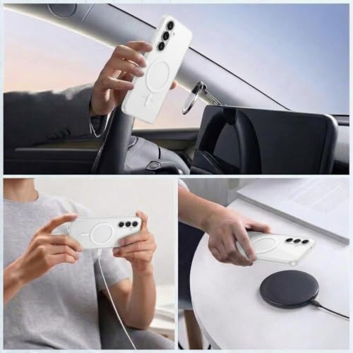 Image of DIZORO Matte Case for Samsung Galaxy A55 Compatible with MagSafe, Camera Lens Full Protection, Shockproof Translucent Frosted TPU Soft Phone Cover, Anti-Fingerprint (White)