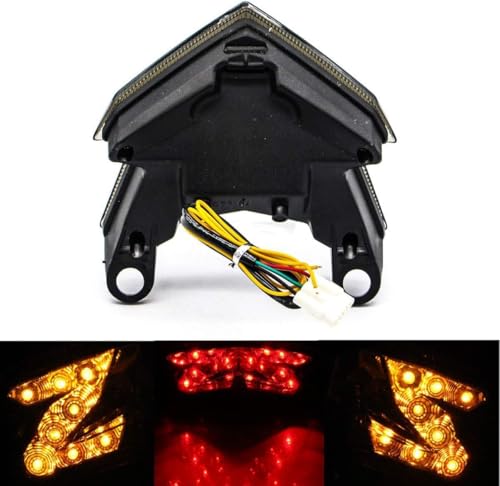 Image of MZS Motorcycle Tail Light LED Integrated for Z125 17-24, ZX6R Z800 13-18 | Rear Turn Signal Blinker Running Taillight, Stop Brake Light, Waterproof Dustproof Smoke Lens, Amber Red Dual Color Lamp