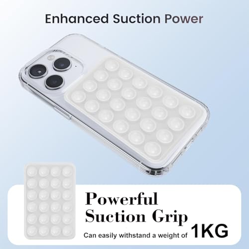 Jurqqer 2 Stück Doppelseitiger Silikon Saugnapf Handy Accessoires,Handyhülle mit Saugnäpfen Halterung,für Phone Suction,Saugnapf Handyhalterung,Dusch-Handyhalterung,Tiktok-Videos und Selfies