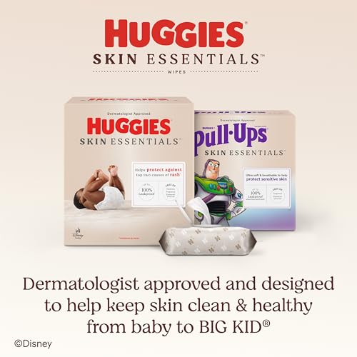 Huggies Skin Essentials Baby Wipes, Hypoallergenic, 99% Water, 10 Flip Top Packs (560 Wipes Total) - Image 7