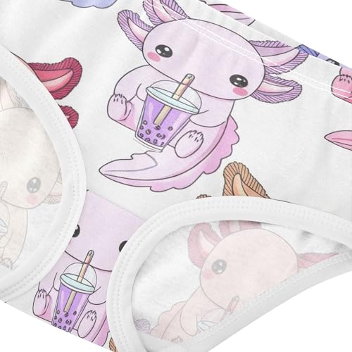 Cotton Toddler Underwear Floral Cute Colorful Axolotls Bubble Tea Cute Panties Girl Durable Underpants Briefs 2t4