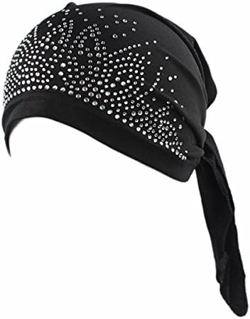 Qhome Womens Rhinestone Head Scarf Head Wrap Chemo Cap Spandex Bandana Du Rag