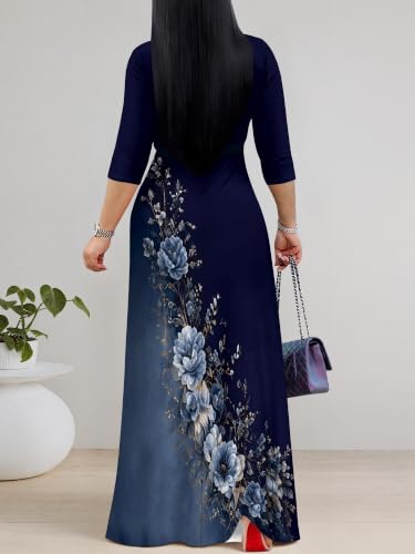 Image of Women's 3 /4 Sleeve Maxi Dress with Pockets
