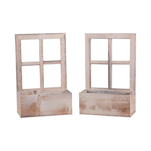 Nature by Kolibri Ventana decorativa de madera con jardinera, marco de ventana en diseño vintage, rectangular