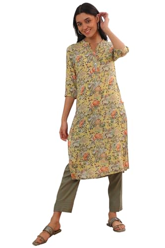 Kurta droite Aurelia vert imprimé parfait pour vos sorties d'été