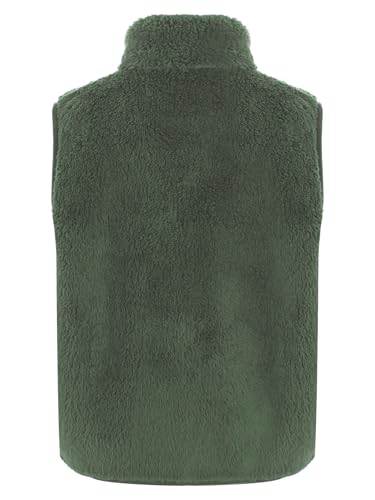 Kids Girls Casual Flannel Vest Overcoat Stand Collar Sleeveless Zipper Fuzzy Blazer Coat with Pockets Outerwear2