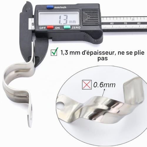 Lot de 10 colliers de serrage robustes FamlTol en forme de U Ø 25 mm en acier inoxydable 304 pour tuyaux et câbles – vue 5
