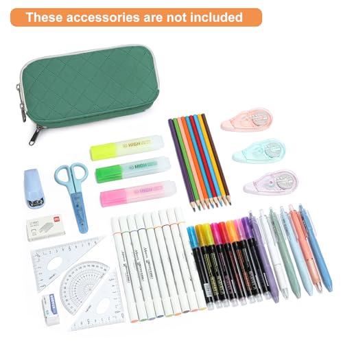 Image of Della Gao Large Pencil Case, Big Capacity Pencil Pouch with 3 Compartments, Office Pencil Bag with Zipper, Big Pen Case for Adults (01-3ALLG)