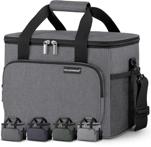 HELDENWERK® Kühltasche groß faltbar – 12h Kühlleistung – Thermotasche auslaufsicher & wasserdicht – Kühlbox, Picknicktasche, Lunchtasche, Isoliertasche mit 6 Fächern & verstärktem Boden