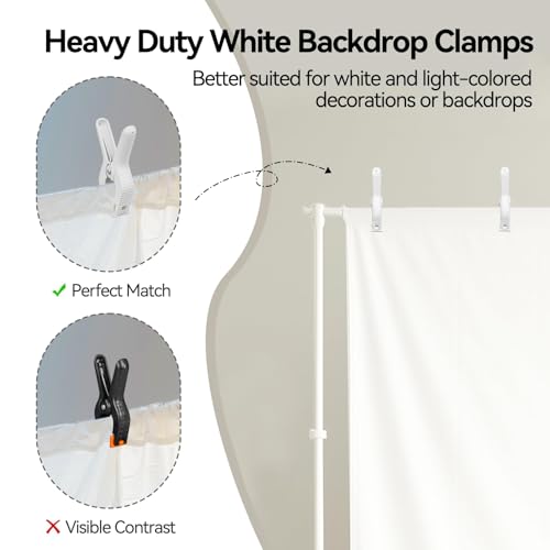 Image of EMART 12 Pack Heavy Duty Spring Clamps 6 Inch Plastic Large Professional Backdrop Clips Clamps for Backdrop Stand, Photography Studio, Balloon arch, Photoshoot, Woodworking, Crafts, Pool Cover-White