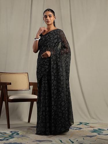 Image of Garden Vareli Lock Chiffon Floral Saree