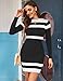 Beyove Women's Striped Color Block Long Sleeve Stretchy Sweater Bodycon Mini Dress Black,Medium