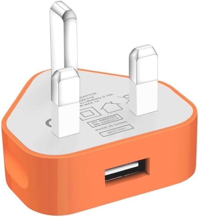 USB Desktop UK Plug, USB Charger, Adapter CE Approved Compatible iOSiPhone iOSiPad All Models Samsung Galaxy HTC LG Sony Huawei Motorolla and Many More Models (Orange)