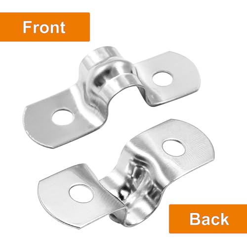 Image of Biaungdo M8 Rigid Pipe Strap, 5 /16 inch Stainless Steel, Silver, 60 Pcs | Two Hole Strap, U Bracket Pipe Clamps, Heavy Duty Conduit Clamps, Tension Tube Clip Cable Clamp Hanger