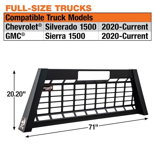 Image of GuardDogg by Buyers 851360 20.20 inch Matte Black Heavy-Duty Steel Pickup Truck Headache Rack w /Mounting Brackets, Popular with Silverado 1500 & Sierra 1500, Made in The USA