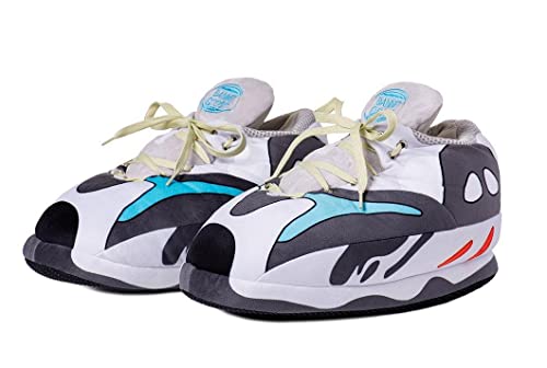 Banned Goods Grey WAVE Sneaker Slippers for Men & Women | Hypebeast House Slippers | Premium Plush Comfort, One-Size 6-122