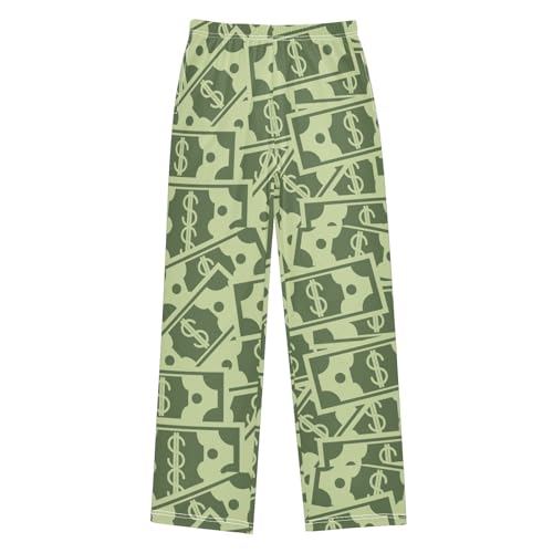 Boys' Pants Money Bills Messy Green Long Bottoms Jogger Pants Elastic Waist Trousers with Pockets S-XL
