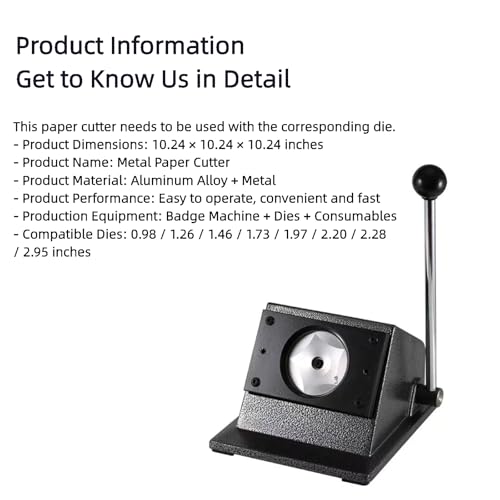 Manual Circle Cutter for Badges, 25mm Round Punch Die Cutter Tool, Graphic Badge Maker for Custom Medals, PVC Cards & Round Signs, Easy to Use Button Cutting Tool