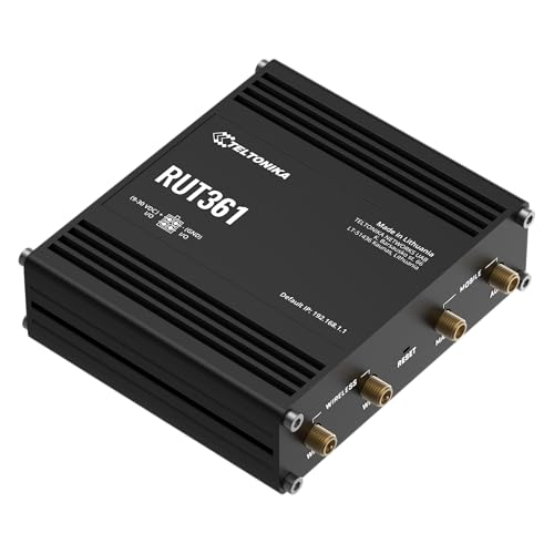 Image of Teltonika RUT361 Industrial 4G LTE Router - Compact & Rugged Cellular Wireless Router with Ethernet, WiFi, VPN, RMS Support, Remote Monitoring, and IoT connectivity (RUT361200800)