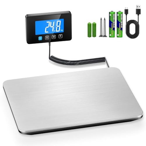 KUAIVO 440lb Luggage Scale Accurate to 0.35oz, Heavy Duty Digital Shipping Package Weight Scale with LCD, Tare/Hold, USB & Battery Powered, for Father's Day, Small Business, Warehouse & Home Use