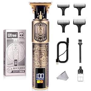 Ufree Professional Beard Trimmer for Men, Zero Gapped T-Blade Hair Clipper & Mustache Trimmer Kit with LCD Display, Precision Edgers for Haircut & Grooming, Barber-Grade Electric Shaver, Gifts for Men