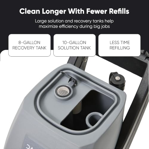 Commercial Carpet Cleaner Extractor 10-Gal Solution Tank 8-Gal Recovery Tank, 18” Cleaning Path, Low Noise Powerful Carpet Cleaner for Hotels, Offices, Large Areas & Professional Use by Dapper Supply - Image 3