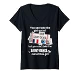 Femme Carte d'embarquement Saint-Denis - Fille Saint-Denis - Saint-Denis T-Shirt avec Col en V