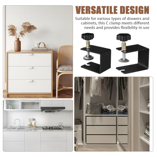DIYEAH Verstellbare C-Klemmen 2 Stück Schubladen Montagehilfe Für Holzarbeiten Schrank-Installationsklemme Zur Einfachen Frontmontage Und Tischbefestigung