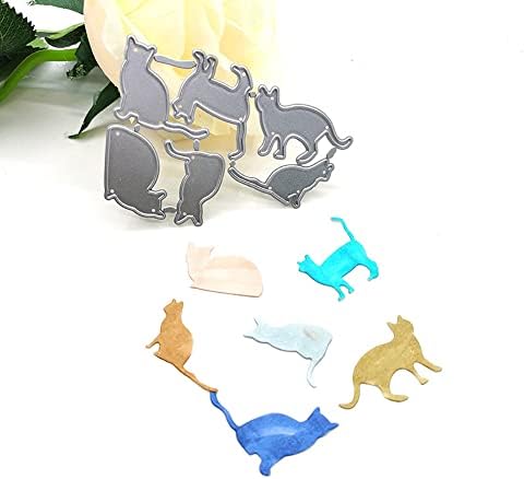 6 Pieces Cutting Dies for Card Making Cat Metal Cutting Dies Cutting Dies Cut Stencils for DIY Scrapbooking Photo Album Decorative Embossing Paper Dies