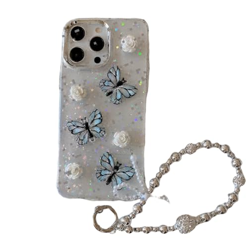 Image of PEEPERLY Back Cover Case for iPhone 15 Scratch Resistant Anti-Slip TPU Shockproof Protective Durable Crystal Flutter Case