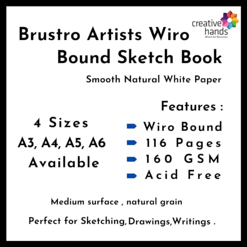 Image of Brustro Artists Sketch Book, Size A6 (4.1x5.8 inches) Stitched Bound 156 Pages 90 GSM, and Wiro Bound Sketchbook Size A6 (4.1x5.8 inches), 116 Pages, 160 GSM | Ideal for Sketching,Shading,Drawing