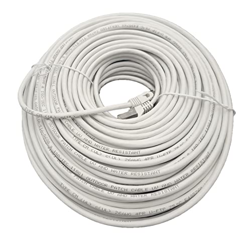 Micro Connectors 200 Feet CAT6A Industrial Outdoor-Rated Shielded Ethernet (26 AWG) Cable-White (E09-200W-OUT)