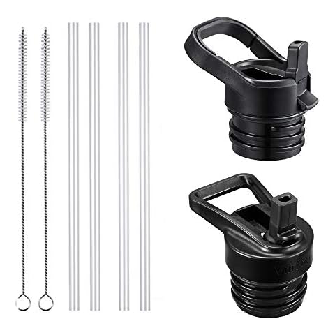 Vmini Straw Lid, Included Straws and Brushes, Compatible with Hydro Flask Standard Mouth Water Bottle and More, Wide and Fixed Handle - Black Cover