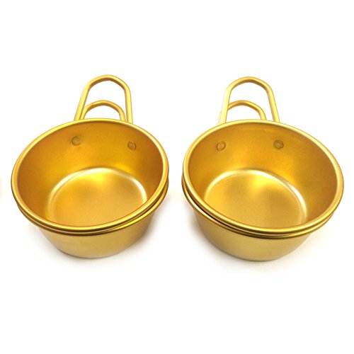 Deawon Korean Rice Wine Aluminum Cups 4p for Makgeolli Dongdongju Handle Food Bowl Camp Cup
