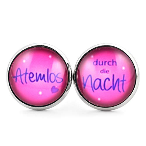 SCHMUCKZUCKER Damen Ohrstecker Atemlos - durch die Nacht Edelstahl Ohrringe Silber Pink Blau 14mm Cover