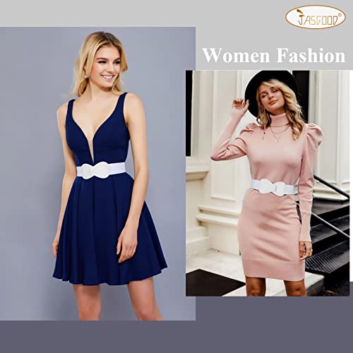 JASGOOD Women Stretchy Belts for Dress Vintage Wide Elastic Waist Belts4