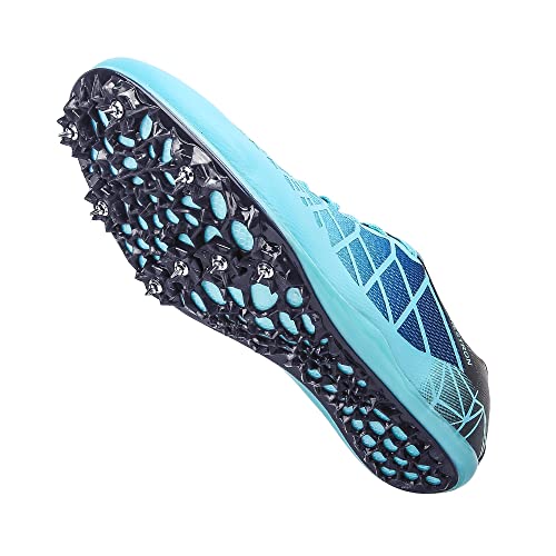 Men Women Kids Track & Field Shoes Professional 8 Spikes Sprint Running Racing Sneakers (7.5,Light Blue)