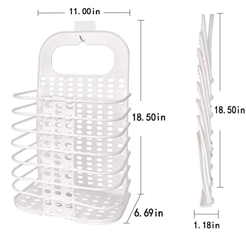 Igikzz 2 Pack Collapsible Laundry Basket Wall-Mounted With Handle Hanging Portable Foldable Laundry Hamper Dirty Clothes Hamper, Free-Punch, Incl 4 Hooks #TOP6