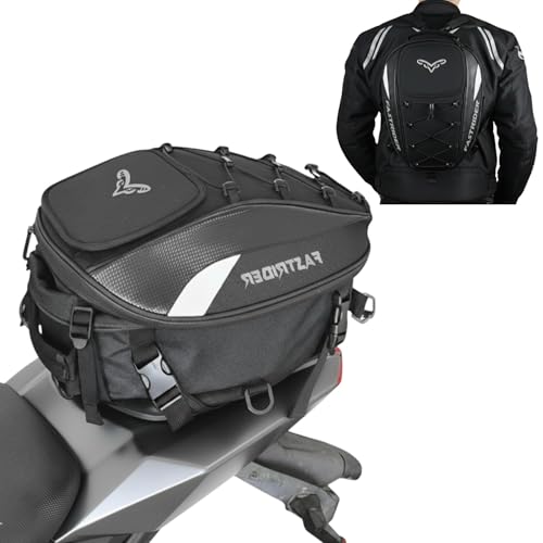 Alforge Traseiro Bolsa Moto Universal + Capa Impermeável 37L À Prova D'água Motocicletas (Cinza)