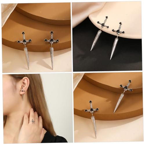 Boucles d'oreilles épée Gatuida en alliage argenté pour style rétro