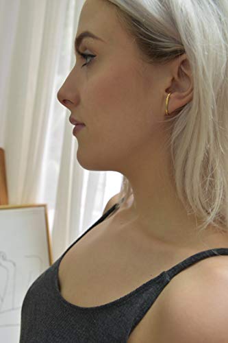 18K Gold Plated Sterling Silver Suspension Hoop Earring Ear Suspender Minimalist Ear Cuff Rose Gold Wrap Hoop Silver Huggie Earring3