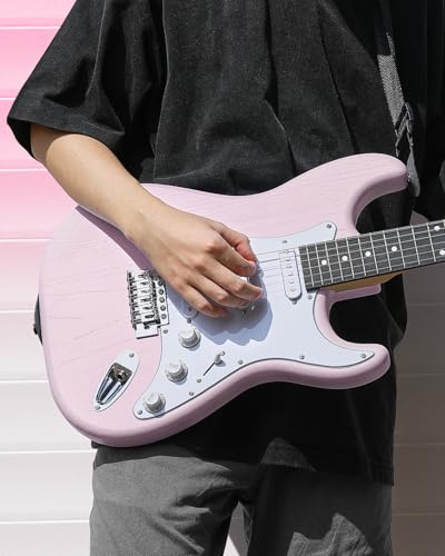 Image of DONNER DST-80 Electric Guitar 39 inch Beginner Electric Guitar Kit with Amp, Classic SSS Pickup Complete with Gig Bag, Tuner, Capo, Strap, Picks, and Free Online Lessons