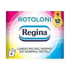 Regina Rotoloni - 4 Maxi Rotoli di Carta Igienica, 500 Fogli a 2 Veli, Lunghi Più del Doppio dei Normali Rotoli, Confezione 50% in Plastica Riciclata, Carta 100% Certificata FSC