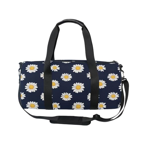 Daisy Black Sports Duffel Bag Durable Full Print Barrel Gym Bag with Large Main Pocket, Side Zippered Compartment for Training Gear Sportswear and Travel Essentials2