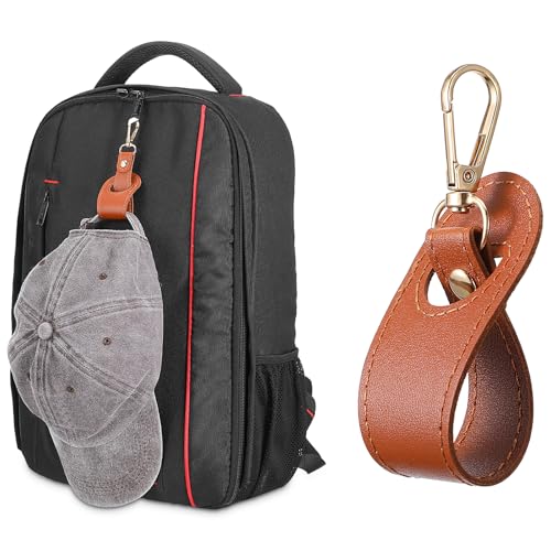 4 Pack PU Leather Hat Clip for Travel, Travel Hat Hooks Hands-Free Cap Holder for Bags Backpack Luggage Purse Hiking Gear Clip-on Holder Strap for Baseball Snapback and Ponytail Caps2