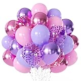 Purple and Pink Balloons - 50Pcs 12“ Metallic Purple Pink Confetti Latex Balloons for Birthday Bridal Shower Wedding Party Decorations
