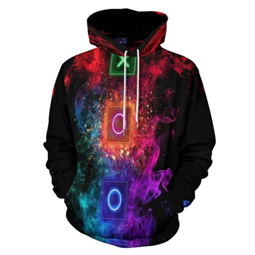 Sweat à capuche homme pour fête et style jeu vidéo avec motif imprimé flammes 3D