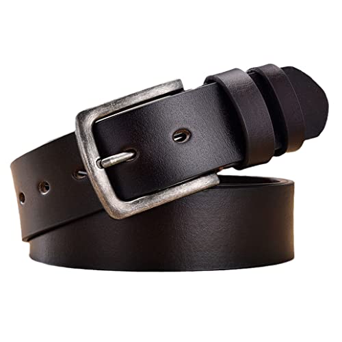 Ceintures vintage en cuir véritable pour homme marron foncé boucle ardillon 110